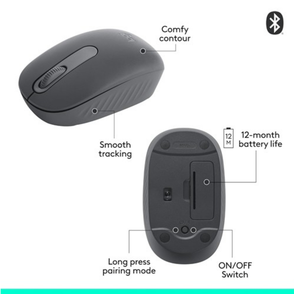 MOUSE LOGITECH M196 BLUETOOTH 3 BOTONES 1000DPI NEGRO