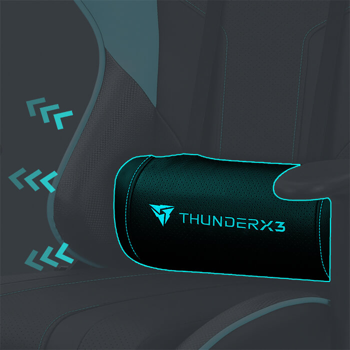 SILLA GAMER THUNDERX3 EC3 CUERO SINT CABECERA-SOP LUMBAR-BRAZO AJUSTABLE 4D NEGRA