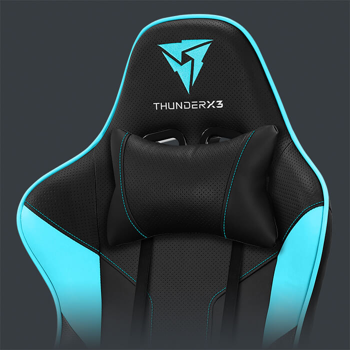 SILLA GAMER THUNDERX3 EC3 CUERO SINT CABECERA-SOP LUMBAR-BRAZO AJUSTABLE 4D NEGRA