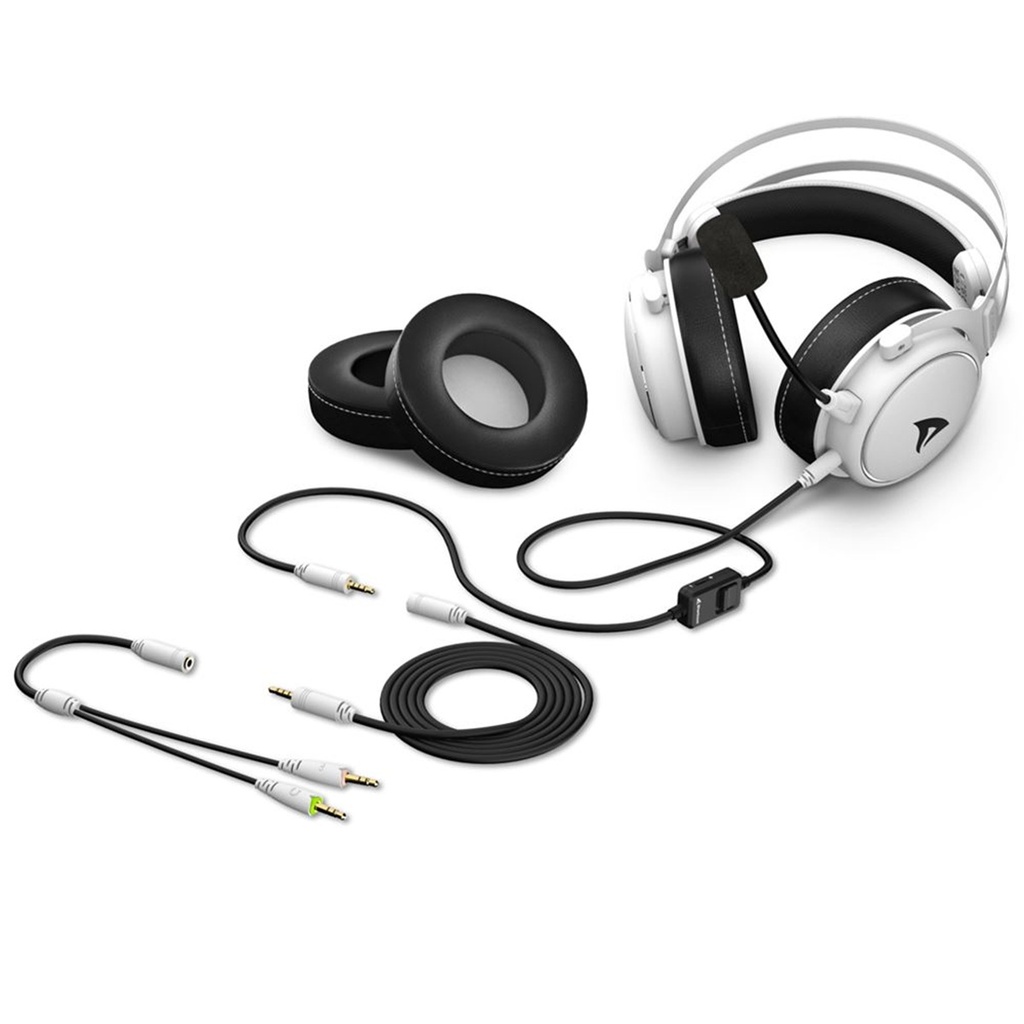 HEADSET SHARKOON SKILLER SGH50 1*3.5MM C/ CONTROL VOLUMEN BLANCO