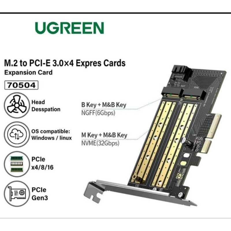 TARJETA UGREEN CM302 PCI-E 4X 8X 16X A M.2 NVME PCI-E 3.0 32GB/S