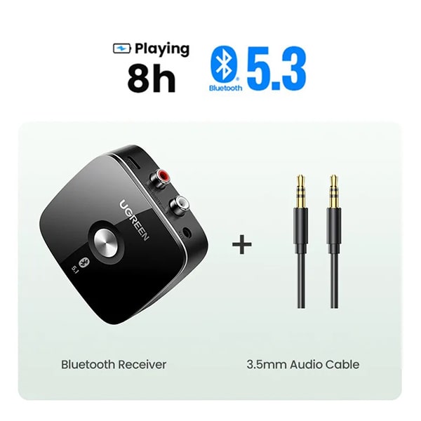 ADAPTADOR RECEPTOR BLUETOOTH UGREEN CM123 2*RCA 1*3.5MM 10M