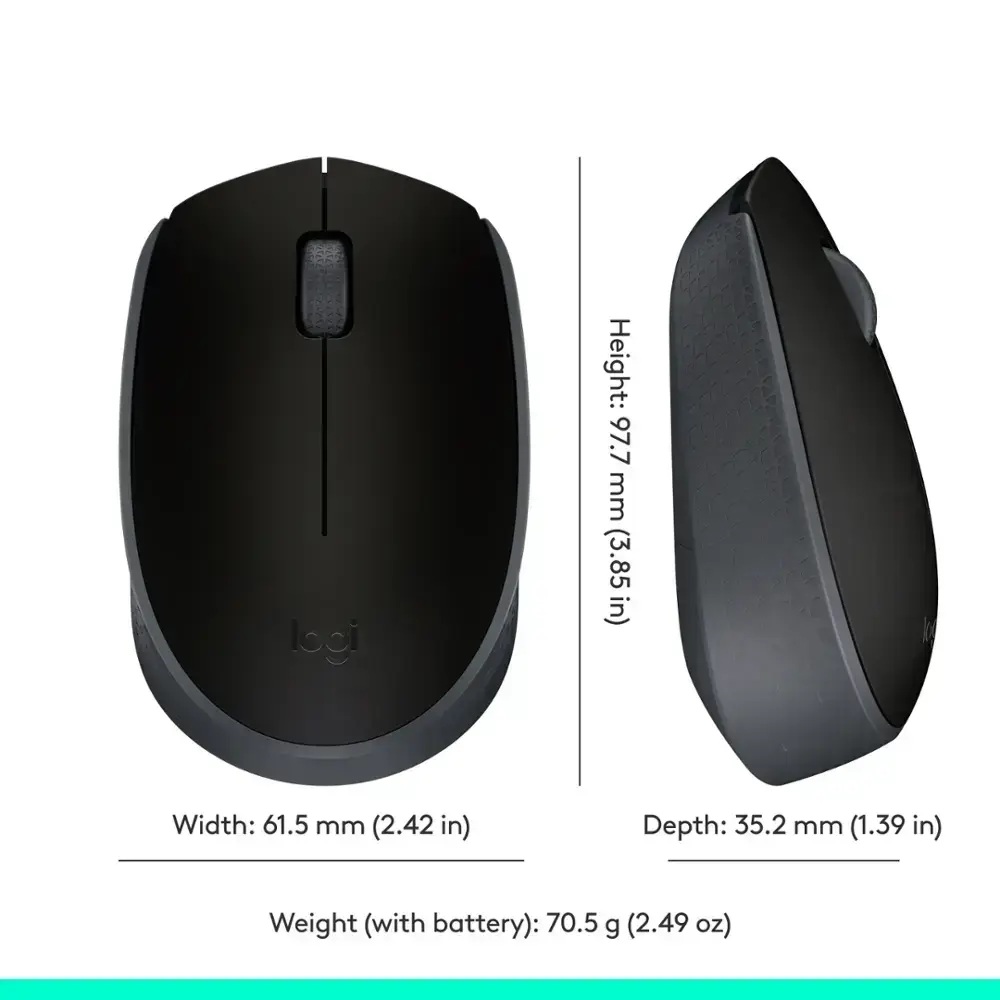 MOUSE LOGITECH M170 INALAMBRICO 3 BOTONES 1000DPI NEGRO