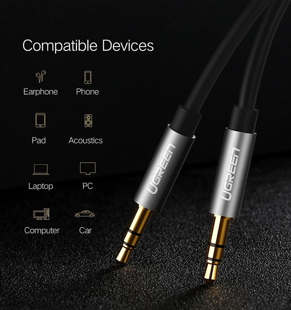CABLE AUDIO UGREEN 10615 1*3.5MM A 2*1/4MM M/M 2M