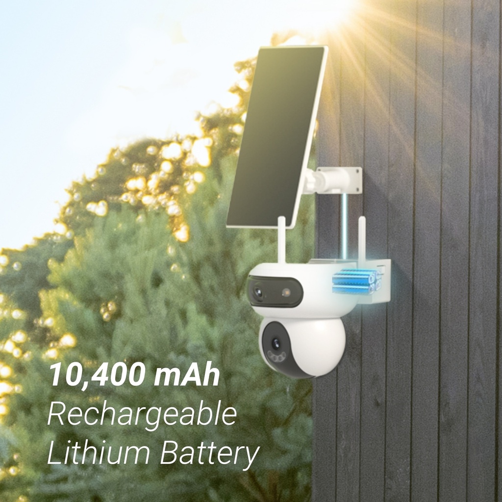 KIT CAMARA IP EZVIZ HB90 2K+ DUAL IR30M WIFI AUDIO DOMO PTZ INTERPERIE BATERIA + PANEL SOLAR