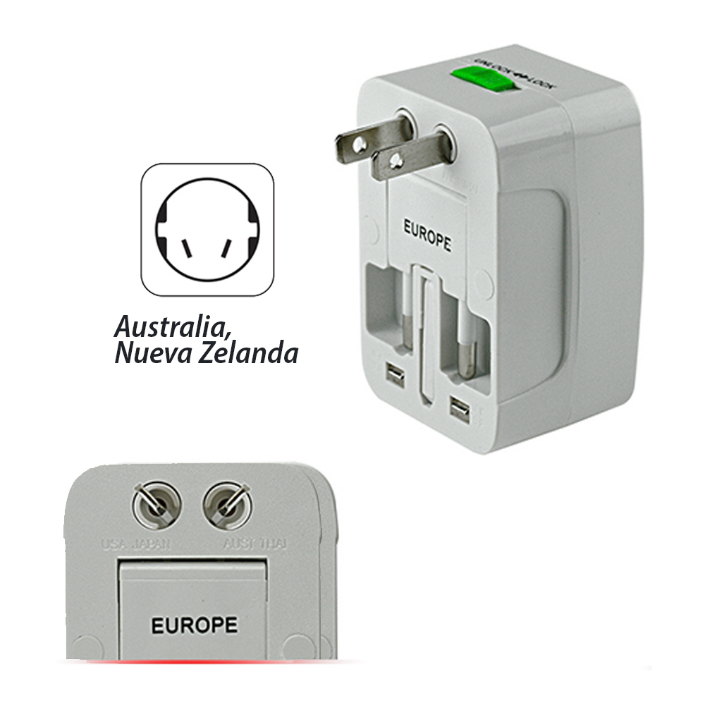 ADAPTADOR CORRIENTE ARGOM ARG-AC-0297WT 110V DE VIAJE MULTIPLE CONECTORES