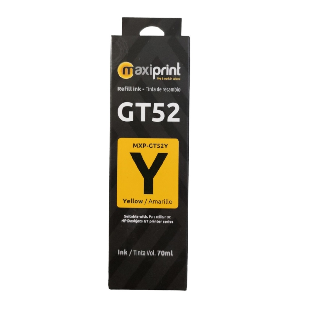 CARTUCHO MAXIPRINT HP GT52 AMARILLO 70ML
