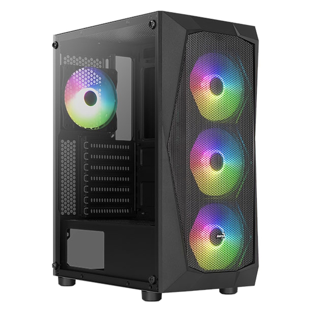 CASE AEROCOOL FALCON G-BK-V2 MEDIATORRE TEMPERADO 4*120MM ARGB NEGRO