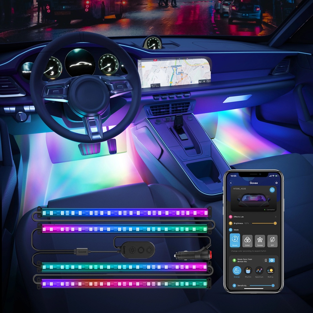 TIRA LUCES LED CARRO GOVEE H7090 RGB 18W BLUETOOTH 10*30CM(3M)