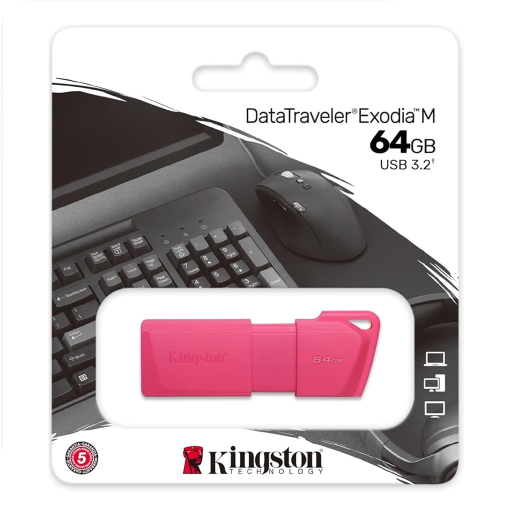 MEMORIA USB KINGSTON EXODIA M 64GB USB-A 3.2 ROSADO NEON