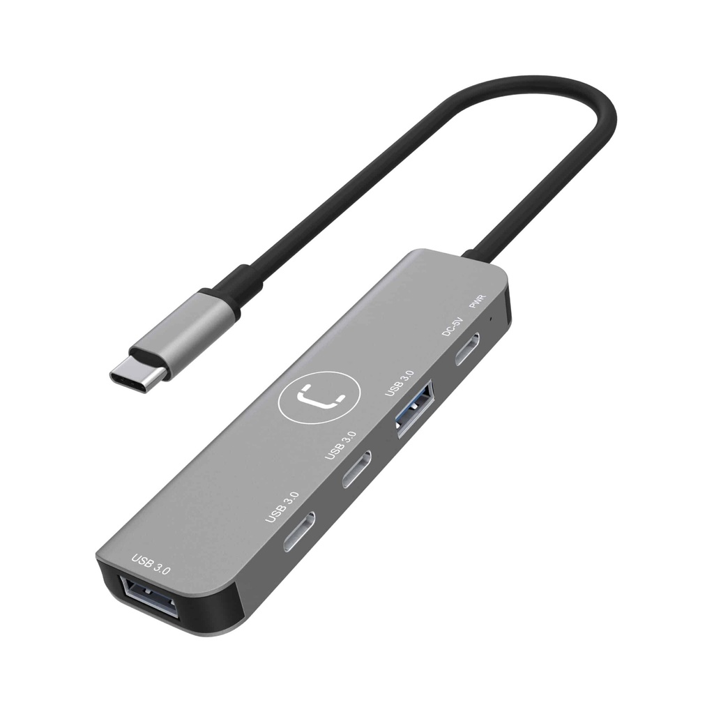 HUB USB UNNO TEKNO HB1012GY 1*USB-C A 2*USB-C 2*USB-A 3.0 C/ALIMENTACION