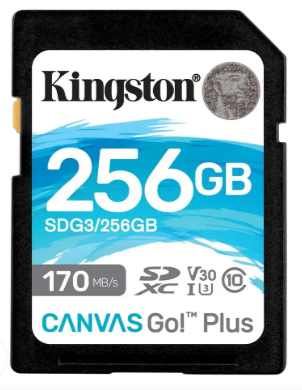 MEMORIA SD KINGSTON CANVAS GO 256GB V30 U3 200MB/S