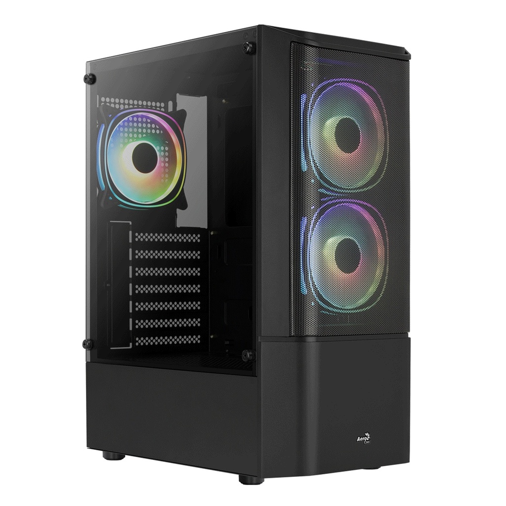 CASE AEROCOOL QUANTUM MESH-G-BK-V3 MEDIATORRE MALLA FRONTAL TEMPERADO  3*12CM RGB