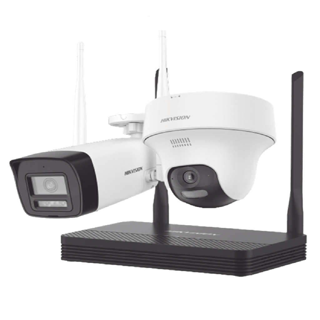 KIT CAMARAS IP HIK VISION NKS424W02H 1*NVR 4CH WIFI 1*CAM 4MP PT 1*CAM 4MP IP65 4MP