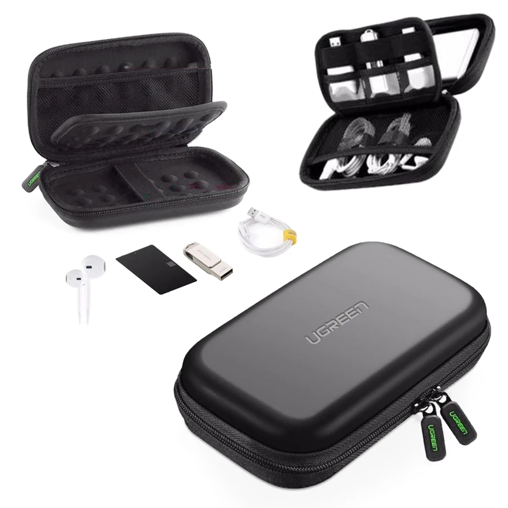 ESTUCHE UGREEN LP128 TIPO CONCHA PARA DISCO EXTERNO Y CABLES