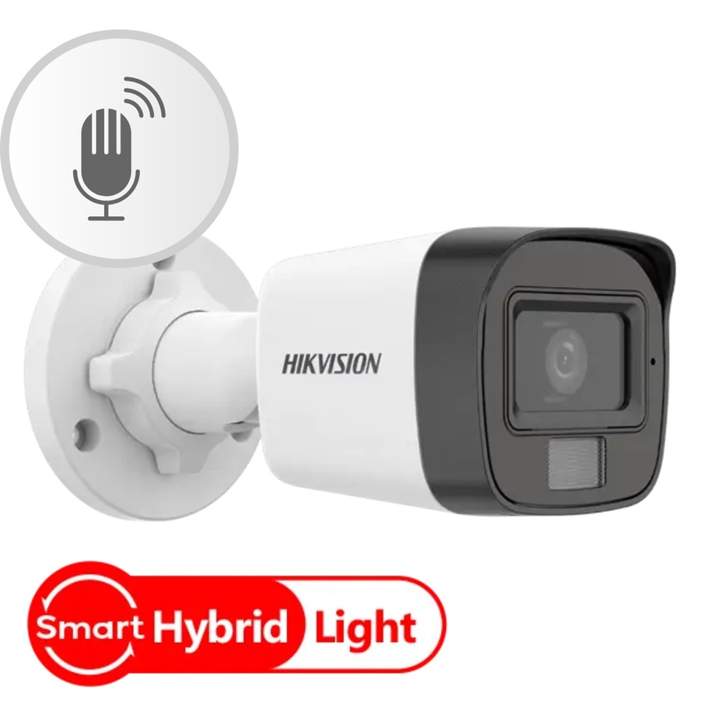 CAMARA CCTV HIK VISION DS-2CE16D0T-LPFS 2MP 2.8MM DUAL LIGHT IR 25M/LED 20M MIC/ALTAVOZ BULLET IP67 PLASTICA