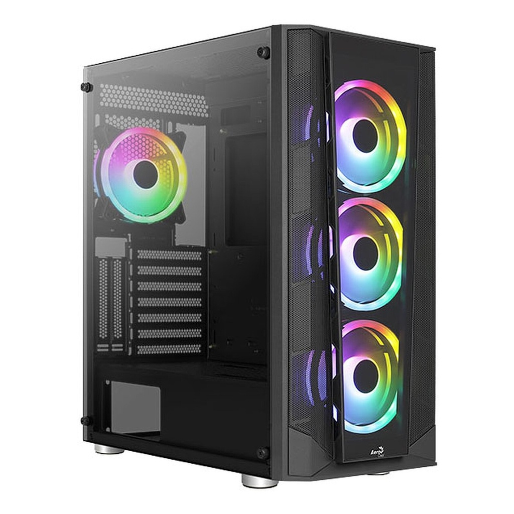 CASE AEROCOOL PRISM G-BK-V2 MEDIATORRE TEMPERADO 4*120MM ARGB NEGRO