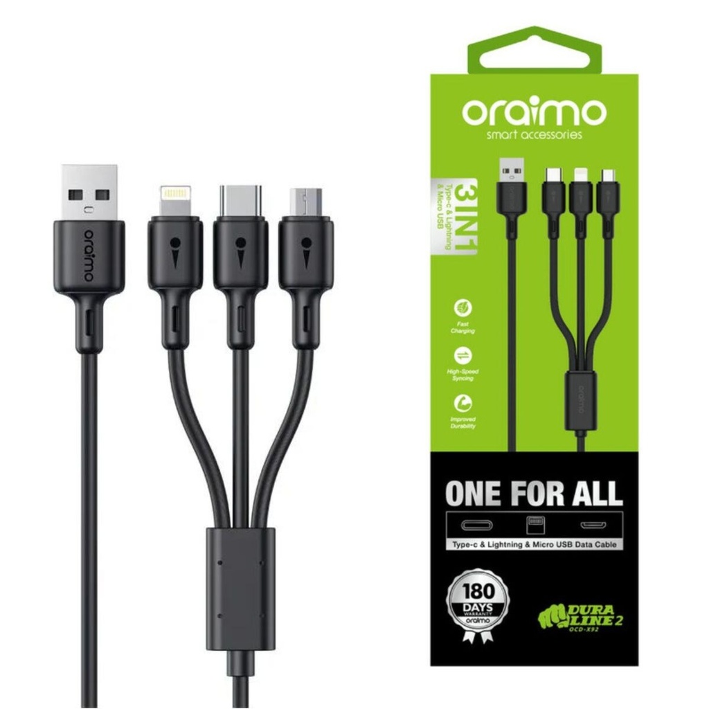 CABLE ORAIMO OCD-X93 3EN1 USB-A A 1*LIGHTNING 1*USB-C 1*MICRO-USB