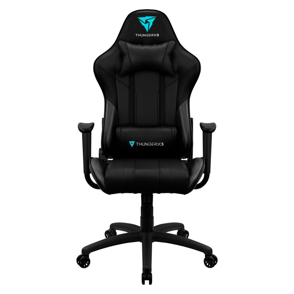 SILLA GAMER THUNDERX3 EC3 CUERO SINT CABECERA-SOP LUMBAR-BRAZO AJUSTABLE 4D NEGRA