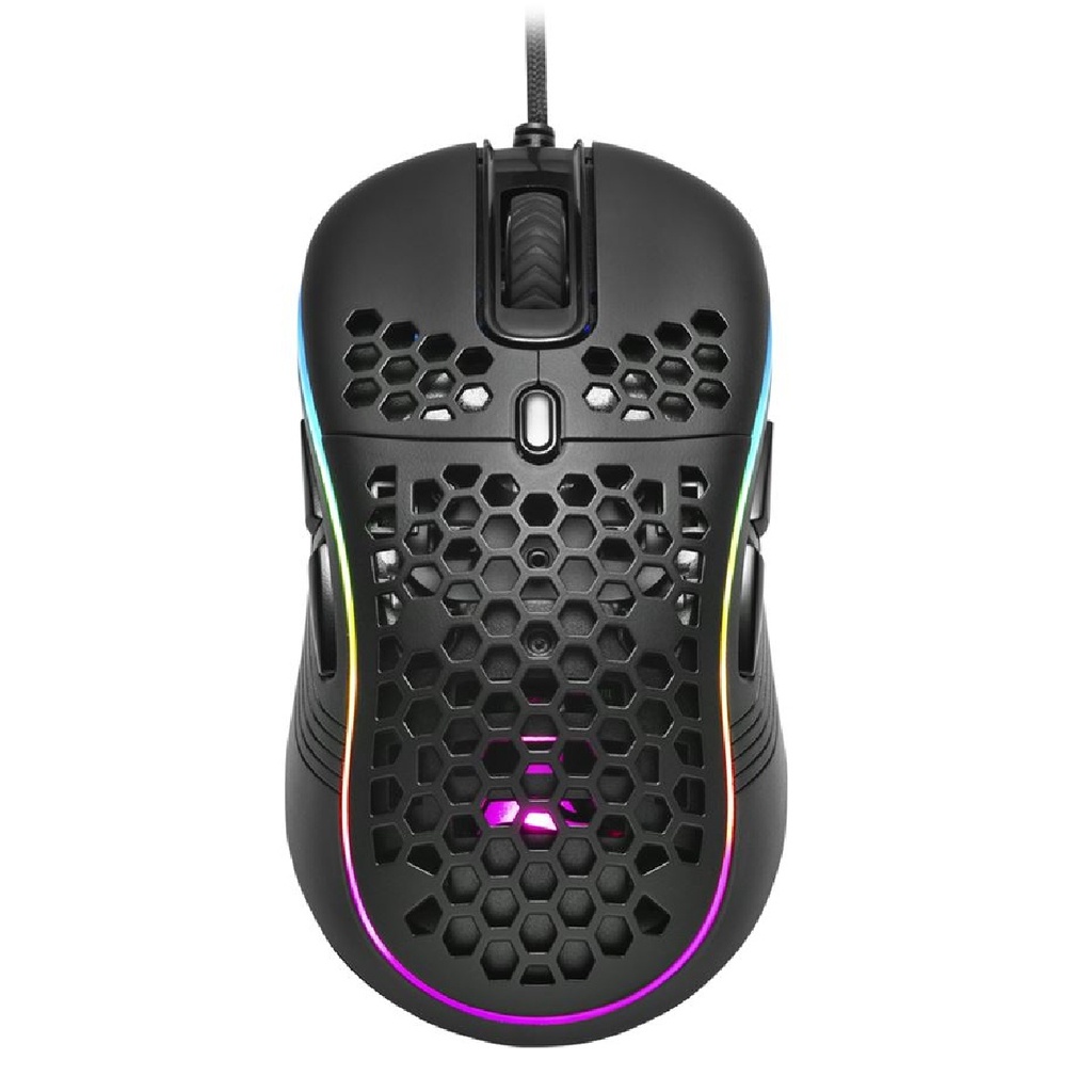 MOUSE SHARKOON LIGHT2 S 8 BOTONES 6200DPI RGB AMBIDIESTRO 1*USB-A NEGRO