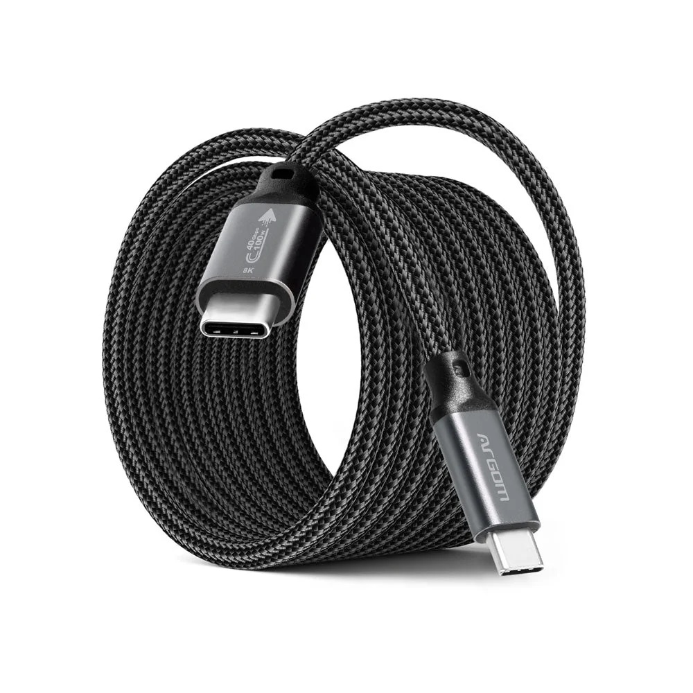 CABLE ARGOM ARG-CB-1401BK 4K 1*USB-C A 1*USB-C 1.8M 100W 20Gbps FORRO NYLON NEGRO