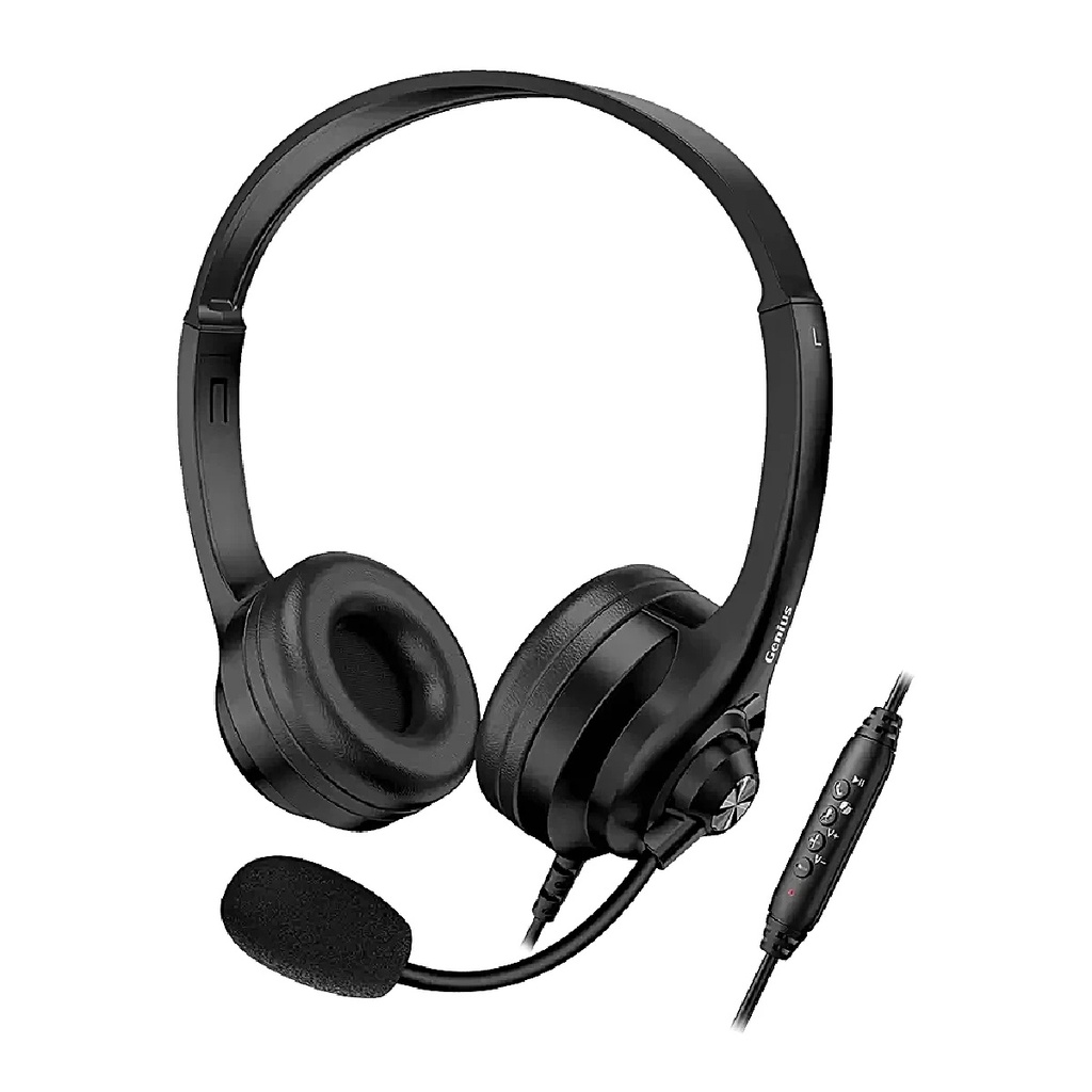 HEADSET GENIUS HS-235U CONT/VOLUMEN 1*USB-C ADAPT USB-A NEGRO