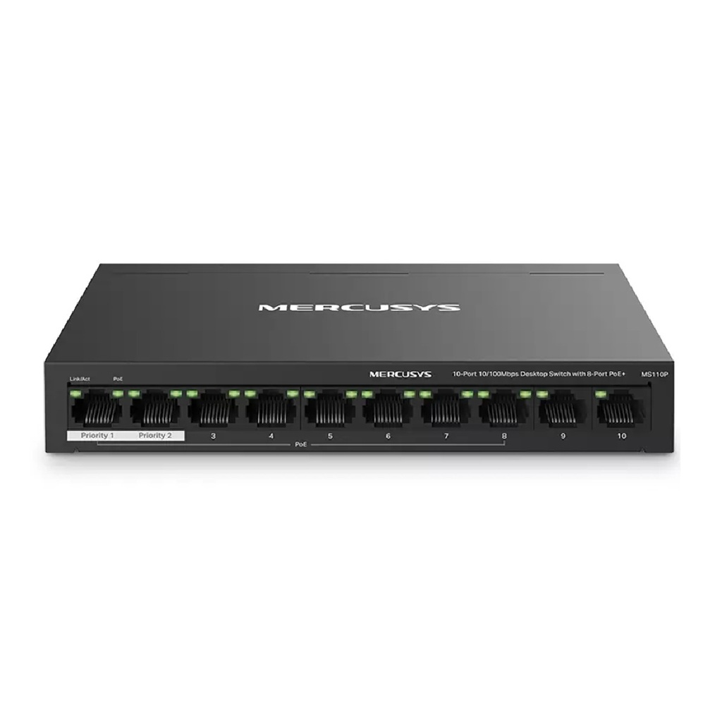 SWITCH MERCUSYS MS110P 10P 10-100MB/S 8P POE+ 65W 2P UPLINK