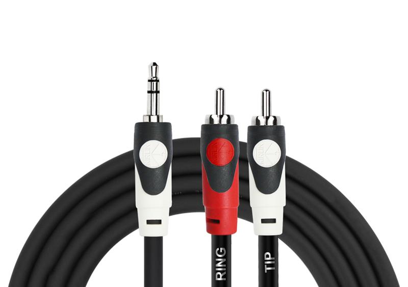 CABLE KIRLIN LGY-364L/BK 1*3.5MM TRS A 2*RCA MONO 2M M/M