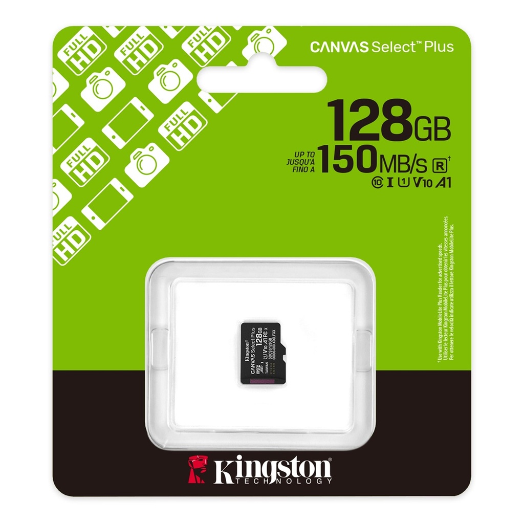 MEMORIA MICROSD KINGSTON CANVAS SELECT PLUS 128GB A1 V10 150MB/S