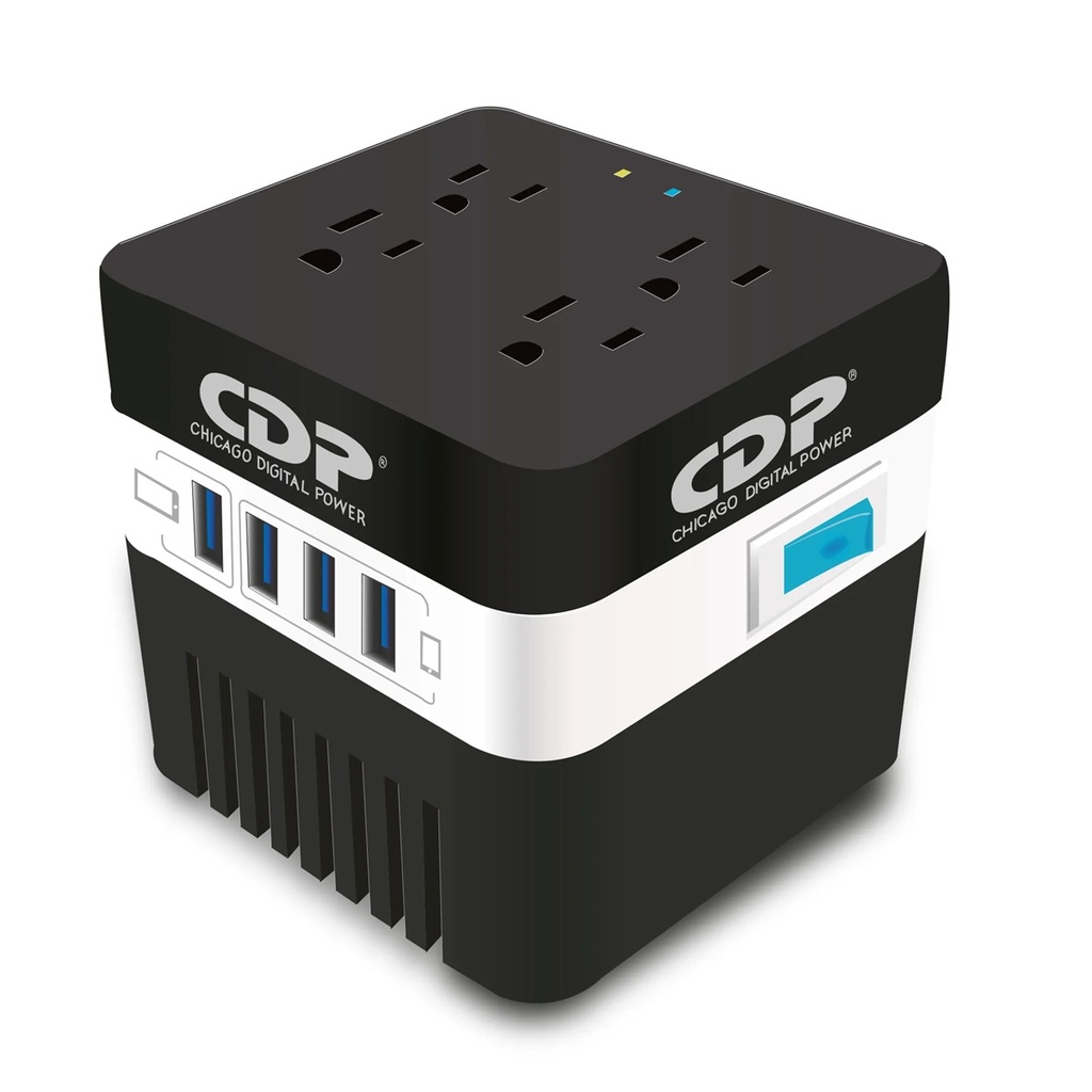 REGULADOR VOLTAJE CDP RU-AVR604 600VA 300W 4*TOMAS 4*USB-A 2.1A MAX