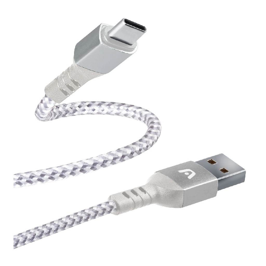 CABLE NOVA FAD31218 1*USB-C A 1*USB-A 1.8M FORRO NYLON BLANCO