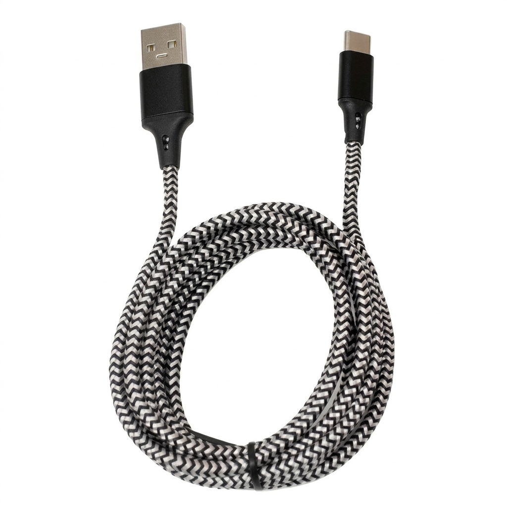 CABLE NOVA FAD31118 1*USB-C A 1*USB-A 1.8M FORRO NYLON NEGRO