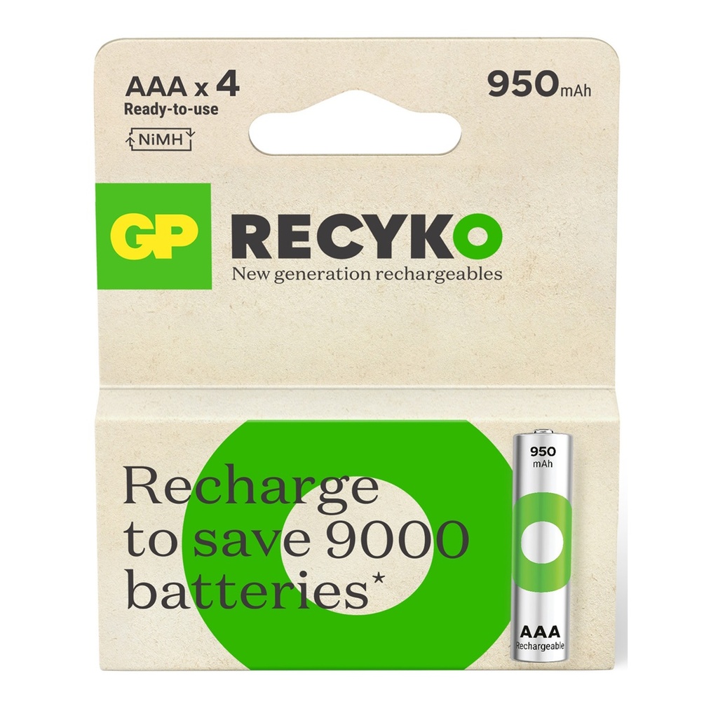 BATERIA AAA GP RECYKO 950MHA RECARGABLE PAR