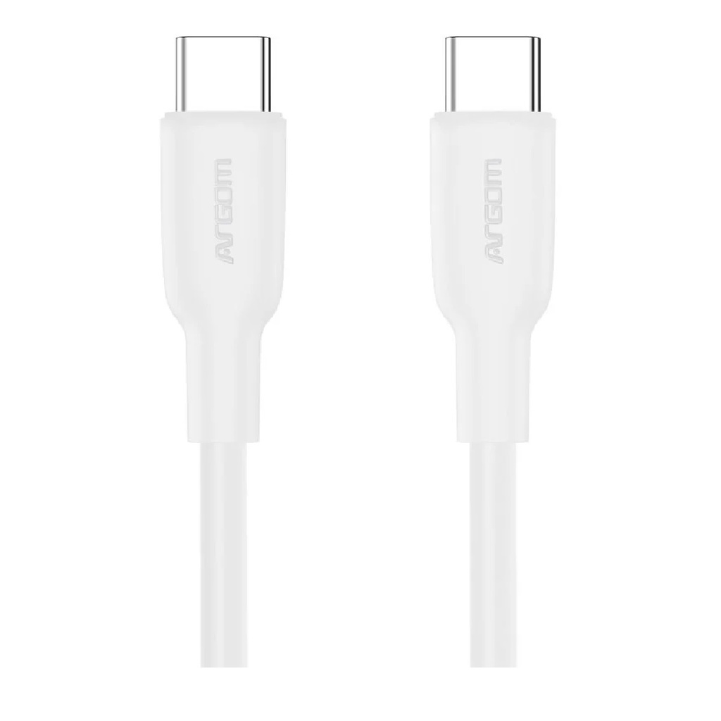 CABLE ARGOM ARG-CB-0070WT 65W 1*USB-C A 1*USB-C 1.8M FORRO SILICON BLANCO