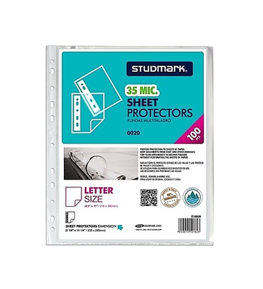 FUNDA PLASTICA STUDMARK ST-00020 CARTA 100UND 35 MICRAS