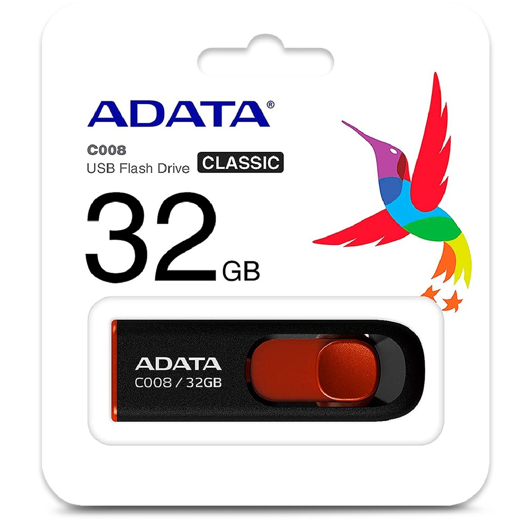 MEMORIA USB ADATA C008 32GB USB-A 2.0 NEGRO-ROJO