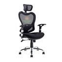 SILLA EJECUTIVA DORS DC-72N MALLA CON BRAZO SOP LUMBAR CABECERA NEGRO/AZUL