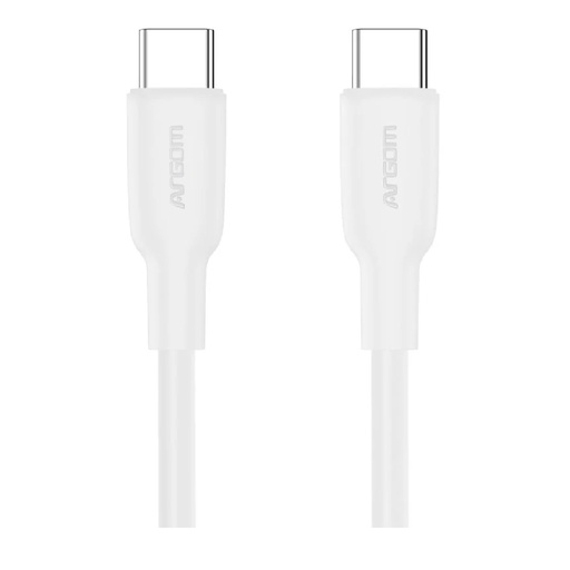 [ARG-CB-0070WT] CABLE ARGOM ARG-CB-0070WT 65W 1*USB-C A 1*USB-C 1.8M FORRO SILICON BLANCO