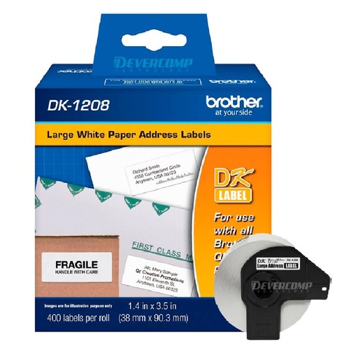 [DK-1208] CINTA BROTHER DK-1208 ROLLO 38MMX90.3MM 400 ETIQUETAS