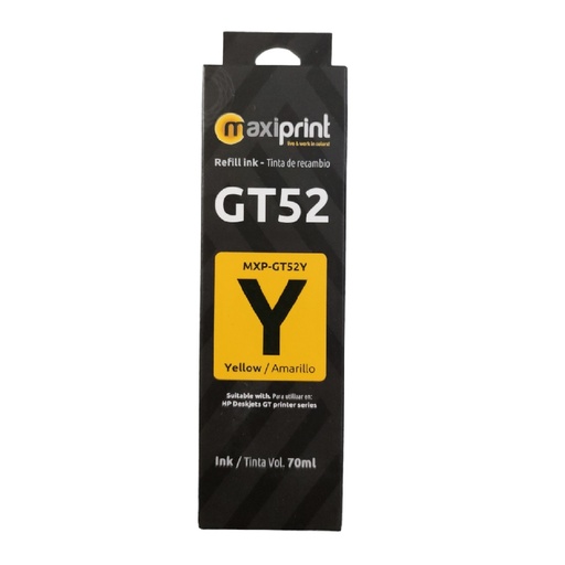 [MXP-GT52Y] CARTUCHO MAXIPRINT HP GT52 AMARILLO 70ML
