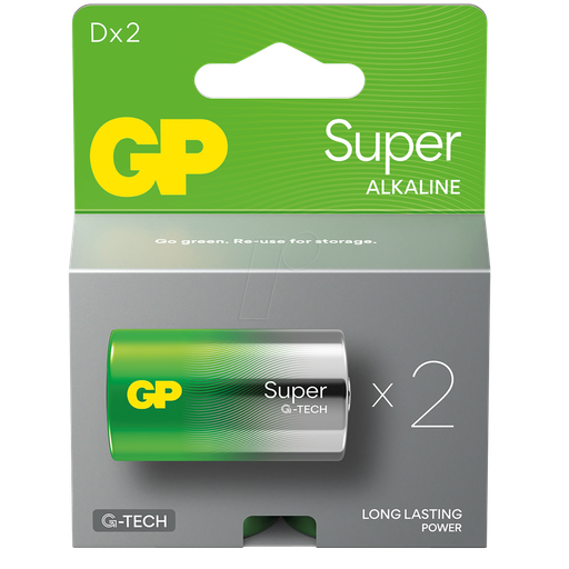 [GP13AETA21-2GSBC2] BATERIA GP TIPO D LR20 9V ALCALINA PAR