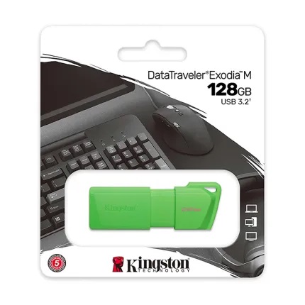 [KC-U2L128-7LG] MEMORIA USB KINGSTON EXODIA M 128GB USB-A 3.2 VERDE NEON