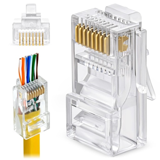 [MP-8P8C-6PST] CONECTOR RJ45 TEKLINK MACHO CAT6 MP-8P8C-6PST PASSTHROUGH