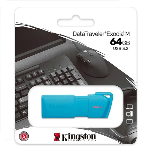 [KC-U2L64-7LB] MEMORIA USB KINGSTON EXODIA M 64GB USB-A 3.2 AZUL NEON