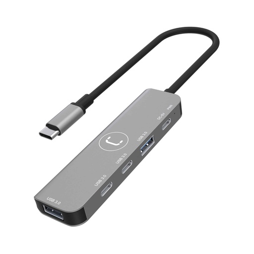 [HB1012GY] HUB USB UNNO TEKNO HB1012GY 1*USB-C A 2*USB-C 2*USB-A 3.0 C/ALIMENTACION