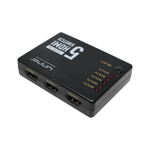 [HB1203BK] SWITCH HDMI UNNO TEKNO HB1203BK 5 PUERTOS 4K
