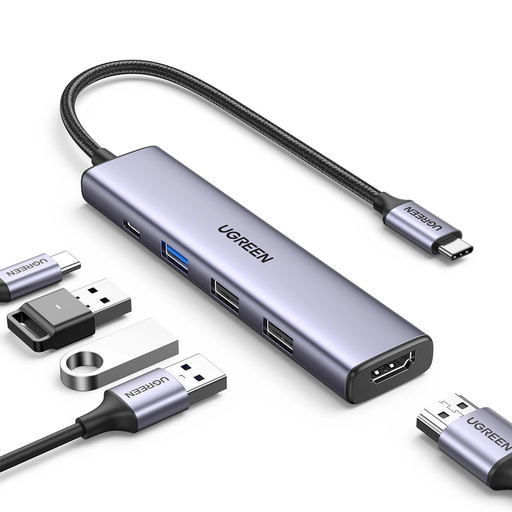 [CM478] HUB ADAPTADOR USB UGREEN CM478 1*USB-C A 1*USB-C 1*USB-A3.0 2*USB-A 2.0 1*HDMI 4K CARGA 100W