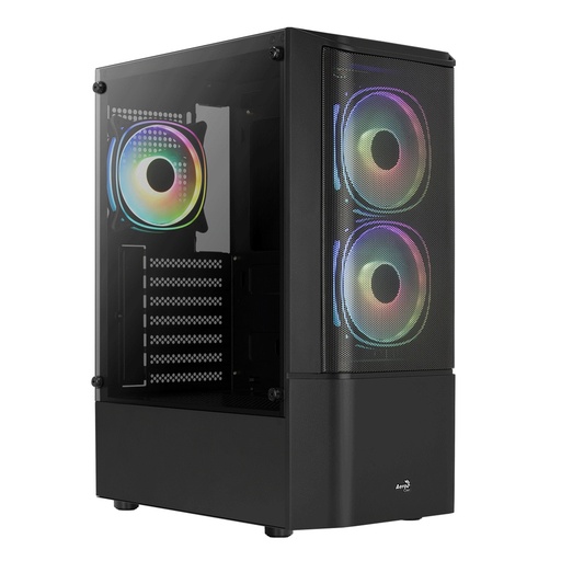 [MESH-G-BK-V3] CASE AEROCOOL QUANTUM MESH-G-BK-V3 MEDIATORRE MALLA FRONTAL TEMPERADO  3*12CM RGB