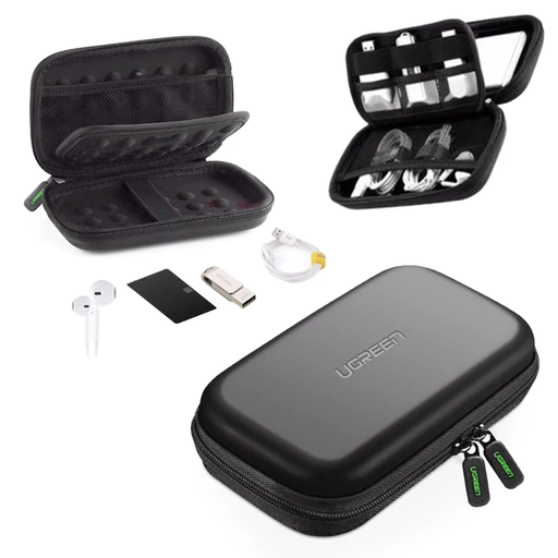 [40707] ESTUCHE UGREEN LP128 TIPO CONCHA PARA DISCO EXTERNO Y CABLES