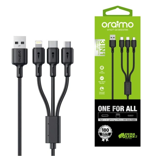 [OCD-X93] CABLE ORAIMO OCD-X93 3EN1 USB-A A 1*LIGHTNING 1*USB-C 1*MICRO-USB